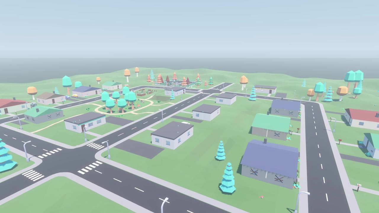 The town of Maple Commons seen from above, the second posting behind the mist.